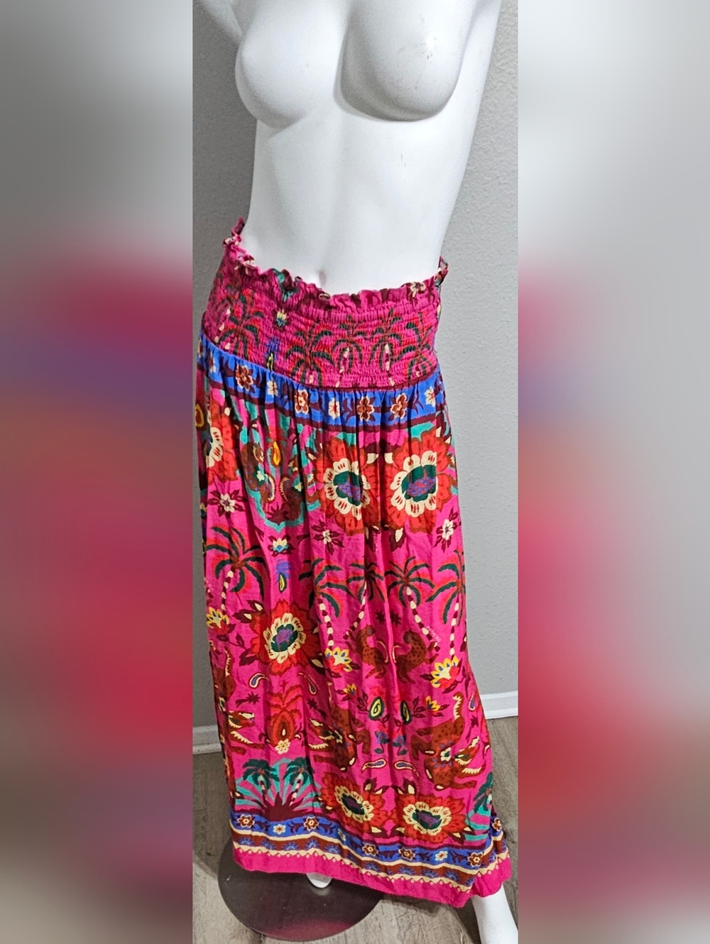 Farm Rio x Anthropologie Smocked Printed Maxi Skirt, Size L - Picture 9 of 14